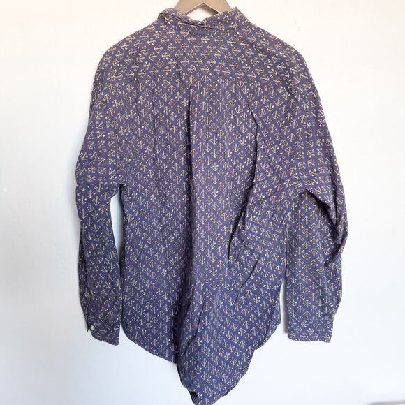 Vintage Tommy Hilfiger Nautical Anchor Button Down Shirt Navy Blue Large 90s - Picture 4 of 5